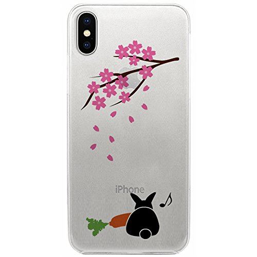 iPhone X ケース ハード pc カバー クリアケース うさぎ食事中 花よりニンジン 888-71408