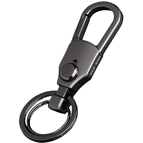 REX-OWL キーホルダー メンズ 取り外し可能 キーリング ダブルリング カラビナ RKH-01 (ガンメタル)