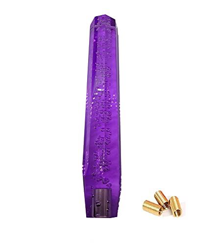 SakaSK クリスタルシフトノブ バブル 八角 300mm 泡入り 汎用 オクタゴン アダプター付き ロング (パープル ( 紫 ))