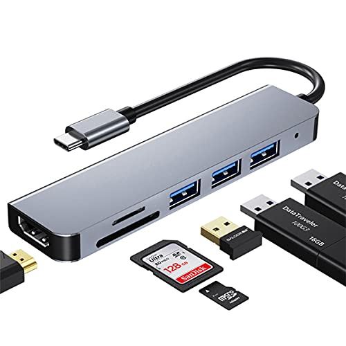 USB C nu A_v^ 6-in-1 Type c nu 4K 𑜓x HDMI|[g+USB 3.0|[g+USB 2.0|[g*2 f[^]+SD/TFJ[hXbg MacBook Pro/MacBook ...