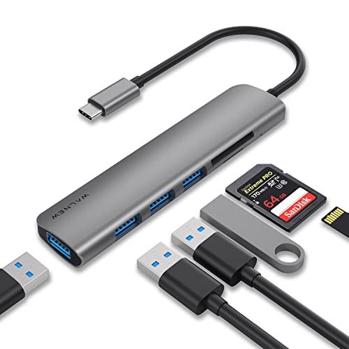 USB C ハブ 6in1 USB Type C WALNEW HUB 変換アダプタ USB 3.0ポート4つ 高速データ転送 タイプC ハブ TFカード/SDカードMacBook Pro/MacBook Air Gray