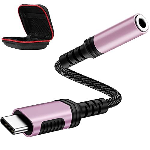 MACLE タイプCイヤホン変換ケーブル Type-Cイヤホンジャック 3.5mm Aux端子USB-Cイヤホン 音声通話/音量調節/音楽 for iPhone 13/iphone se 3/12 Pro/12 Pro ... ローズゴールド