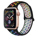 Ankersaila バンド 対応 iWatch,アップルウォッチ 用スポーツ型シリコン交換バンド Compatible with iWatch Series 7/6/5/4/3/2/1/SE 38mm/40mm/41mm 黒/マルチカラー(2)
