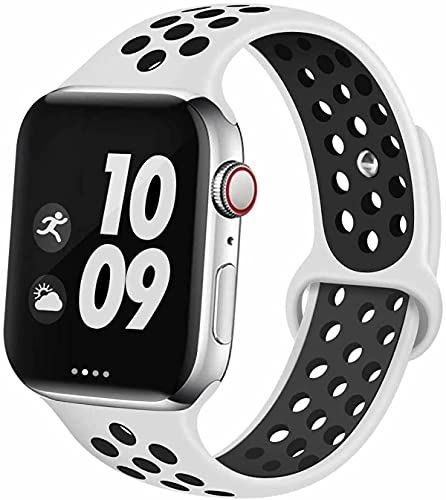 Apple Watch バンド アップルウォッチ バンド ベルト 38 40 41mm対応 Series 1 2 3 4 5 6 7 SE 白 × 黒 Lサイズ Lサイズ(38/40/41mm) ホワイト/ブラック