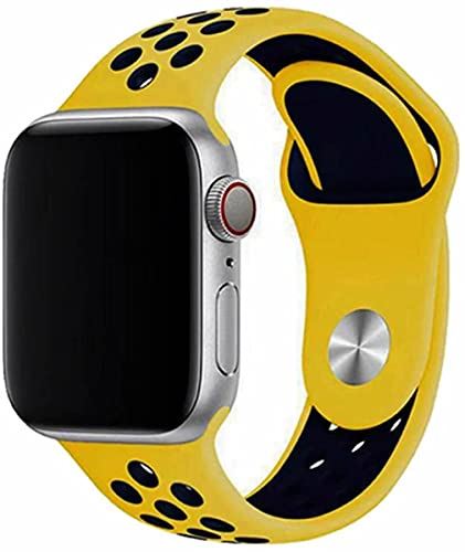 Apple Watch バンド アップルウォッチ バンド ベルト 38 40 41mm対応 Series 1 2 3 4 5 6 7 SE イエロー × ネイビー Sサイズ Sサイズ(38/40/41mm) イエロー/ネイビー