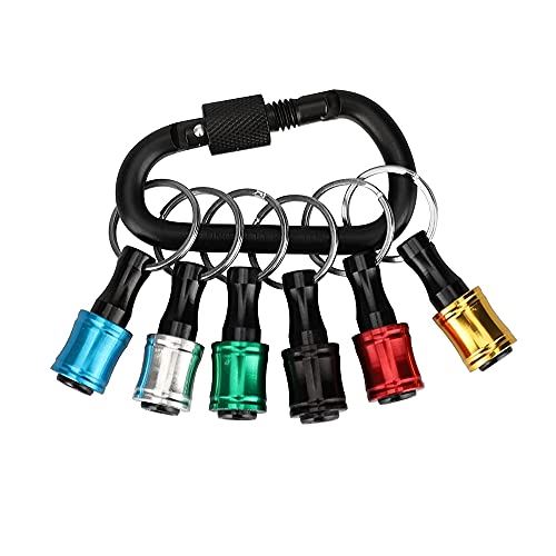 ビットホルダー 6色セット キーホルダー型 引き上げ式 カラビナ付き 携帯用 ソケットホルダー 先端工具..