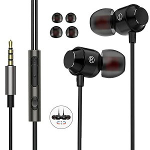 イヤホン 3.5mm マイク付き イヤホンイヤフォン イヤホン有線 重低音 ハイレゾ クリア通話 音漏れ防止 音量調節 雑音減らす iphone 用/Android/PC 多機種対応 マイク付きイヤホン(ブラッ) 有線イヤホン-029(ブラッ)セール