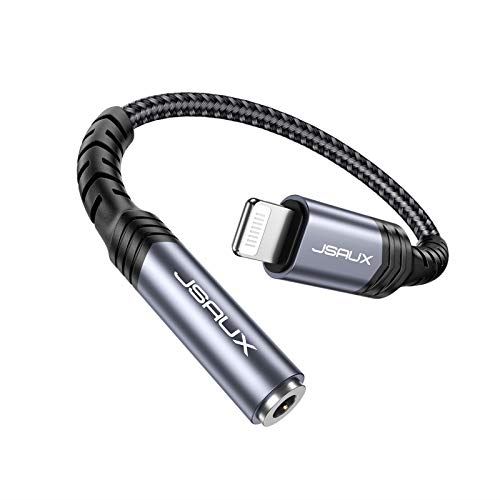JSAUX イヤホン 変換 アダプタ ケーブル 3.5mm アイホン ヘッドホンジャック アダプター 灰のサムネイル