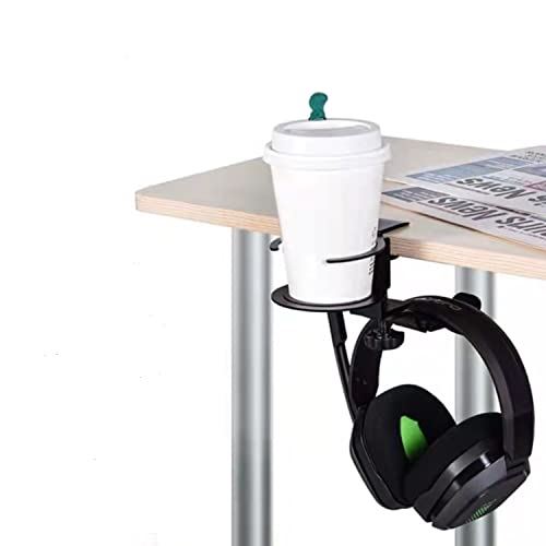 ヘッドホンスタンド Baoswang ヘッドフォンフックカップホルダー搭載 360度回転 ヘッドホンハンガー イヤホンホルダー耐久性 滑り止め 装着簡単 耐荷重...