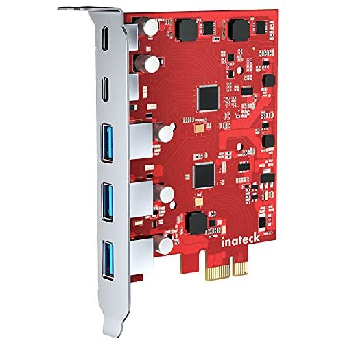 Inateck PCIe-USB 3.2 Gen 2拡張カード、3つのUSB Type-Aポートと2つのUSB Type-Cポート、8 Gbps、KU5211E