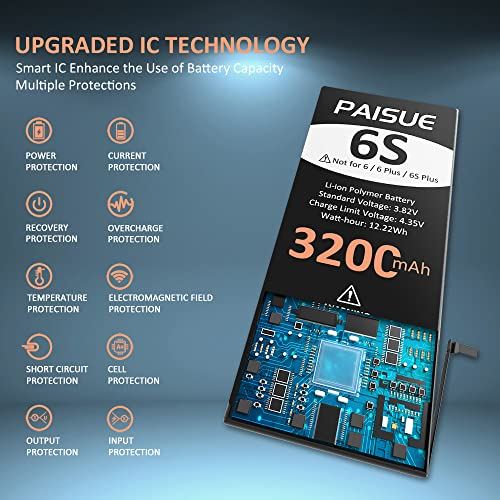 Paisue For iPhone 6S 対応 バッテリー 3200mAh 大容量 交換用 バッテリー PSE 標準工具セット付き