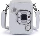 富士FUJIFILM instax mini LiPlay インスタントカメラ専用ケース 保護カバー カメラケース 全面保護 PUレザー 傷つけ防止 ショルダーストラップ付き 携帯便利 (白)(2)