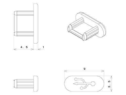 テクノベインズ MicroUSBコネクタ用キャップ(ロングタイプ）(ホワイト)つまみなし 6個入り USBMCBLCK-W0-6 ※適合状態について説明参照