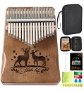 PERDIN カリンバ 初心者セット 17キー チューニング済み 日本語 楽譜付き 入門書付き ケース付き 刻印あり 楽器 kalimba 初心者 マホガニー (ダークブラウン)
