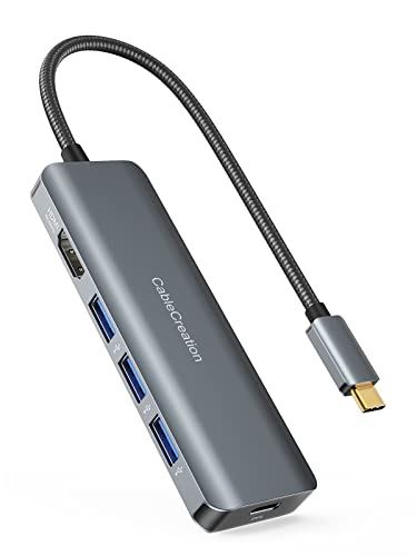 USB Cnu4K 60Hz, CableCreation 5-in-1hbLOXe[VUSB-C}`|[gϊA_v^[, HDMI{3USB 3.0|[g{100W PD[d|[g Galaxy S22 A~/5-in-1