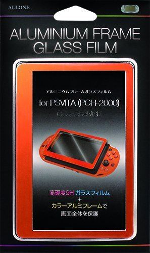 PSVITA2000用 アルミフレームガラスフィルム オレンジ　ALG-V2AFGO