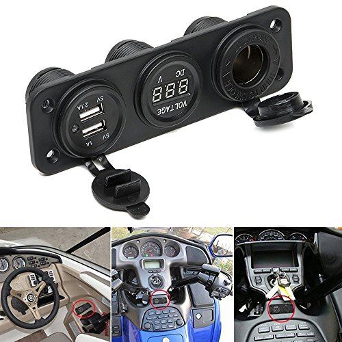 Zmart Cigarette Lighter Socket USB Port Voltage Meter, 3 Row Upgrade V/24 V Smartphone GPS Car Truck Bike Boat Camper