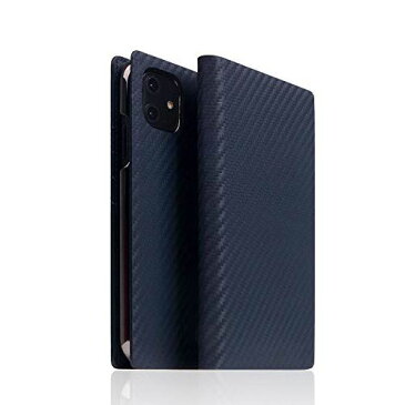SLG Design iPhone 12 mini レザー ケース 手帳型 [ カーボン イタリアン 本革 カード収納 Qi充電 ワイヤレス充電 アイフォン 12 ミニ カバー ] carbon leather case SD19695i12(ネイビー)