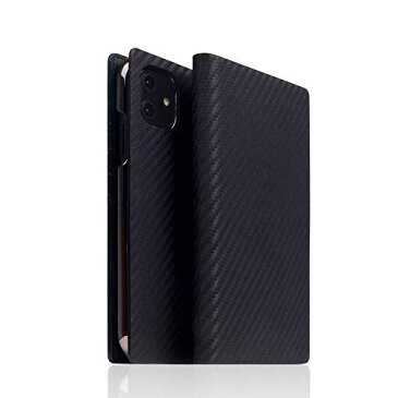 SLG Design iPhone 12 mini レザー ケース 手帳型 [ カーボン イタリアン 本革 カード収納 Qi充電 ワイヤレス充電 アイフォン 12 ミニ カバー ] carbon leather case SD19694i12(ブラック)