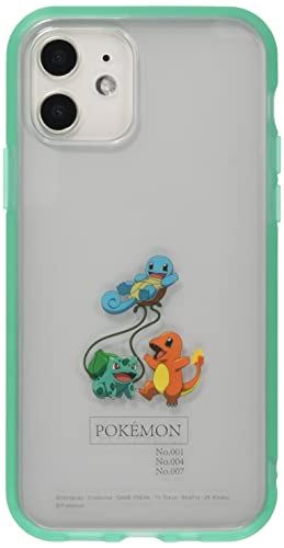 グルマンディーズ ポケットモンスター IIIIfit Clear iPhone12/12 Pro(6.1インチ)対応ケース フシギダネ・ヒトカゲ・ゼニガメ POKE-667C ライトグリーン