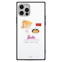 バービー　iphone ケース グルマンディーズ Barbie iPhone12/12 Pro(6.1インチ)対応 スクエアガラスケース よこがお BAR-14B ホワイト