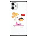 バービー　iphone ケース グルマンディーズ Barbie iPhone12 mini(5.4インチ)対応 スクエアガラスケース よこがお BAR-13B, ホワイト