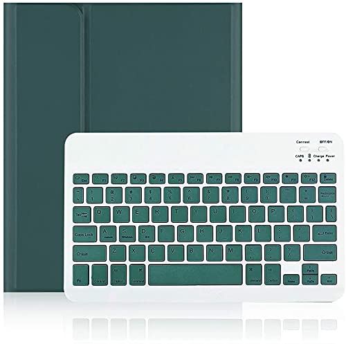 iPad mini5キーボードケース iPad mini5/mini4/mini3/mini2/mini兼用ケースキーボード 脱着式 スタンド機能 ペンシル収納 軽薄型 色鮮やかお洒落 手帳型 全面保護 (濃い緑) iPad mini1/2/3/4/5