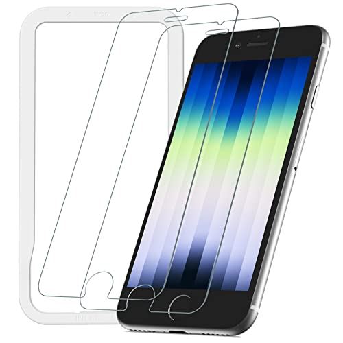 NIMASO ガラスフィルム iPhone SE3 iPhone SE 2 用 液晶 保護 フィルム ガイド枠付き 2枚セット( iPhoneSE 第2世代 第3世代 用)NSP22A427