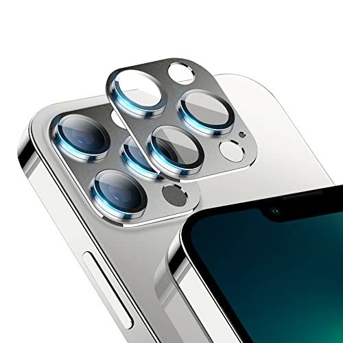 SeGinn iPhone 13 Pro/iPhone 13 Pro Max 対応 カメラフィルム レンズカバー 金属 ケース 高透過率 露出オーバー防止 耐衝撃 防塵 全面保護 アルミ合金＋強化ガラス製 iPhone シルバー