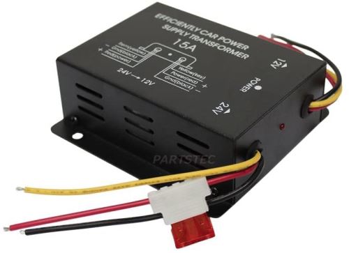 MOTOR POWER 103-57 デコデコ DCDC 電圧変換器 24V → 12V コンバーター 15A ヒューズ付 電圧変換 デコデコ変換 DC-DCコンバーター DC24V→DC12V 変換 変圧機 変換器