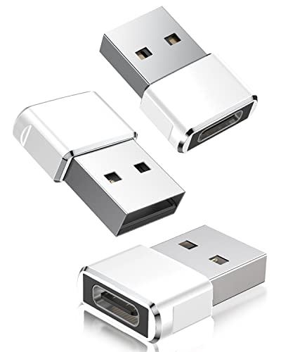 USB CメスからUSBオス変換アダプター 3パック、iPhone 11 12 Mini Pro Maxミニプロマックス、Airpods 3 M1 iPad Air 第4 5世代 2020 2021 13、Samsung ... しろい