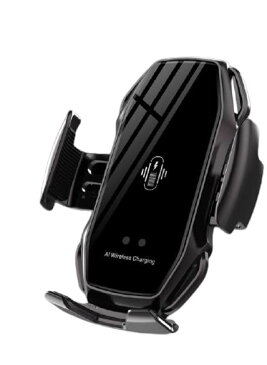 honey8 車 スマホホルダー 自動開閉 360度 回転 ワイヤレス充電器 サイレントモーター 10W 車載 USB Qi iPhone Android 黒 ブラック Black