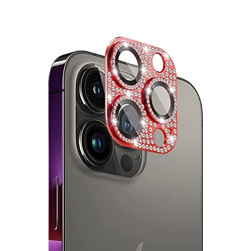 iPhone13 Pro/iPhone 13 Pro Max カメラ保護ガラスフィルム カメラレンズ保護カバー アルミニウム合金＋強化ガラス製 カメラカバー キズ防止 露出オーバー防止 耐衝撃 防塵 防滴 薄型 ... レッド