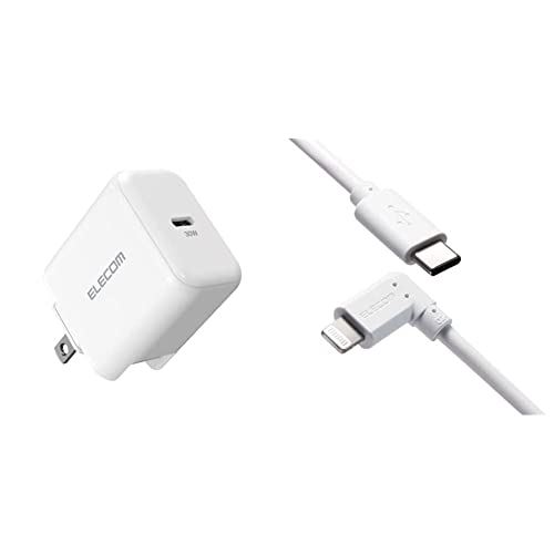 【C-L L字ケーブルセット】 エレコム USB コンセント 充電器 30W (USB PD対応) Type-C×1 【 iPhone (iPhone13シリーズ対応) / Android/タブレット 対応 】 ホワイト 30W - MacBook Air 【ケーブルセット】 ライトニングケーブル