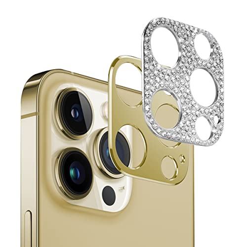 【1+1】iPhone 13 Pro / iPhone 13 Pro Maxカメラフィルム 保護カバー アルミ合金カバー 一体感溢れ 撮影に無影響 3Dレンズ保護フィルム iPhone 13 Pro / 13 Pro ... iPhone 13 Pro/13 Pro Max ゴールド