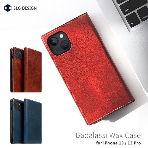 SLG Design iPhone 13 Pro ケース 手帳型 イタリアン本革 Badalassi Wax case [ ベジタブルタンニン ワックス イタリアン レザーケース カード収納 Qi充電 ワイヤレス充電