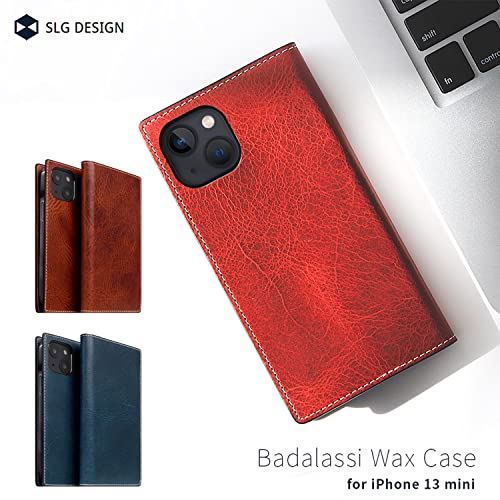 SLG Design iPhone 13 mini 手帳型 イタリアン本革 Badalassi Wax case [ ベジタブルタンニン ワックス イタリアン レザーケース カード収納 Qi充電 ワイヤレス充電