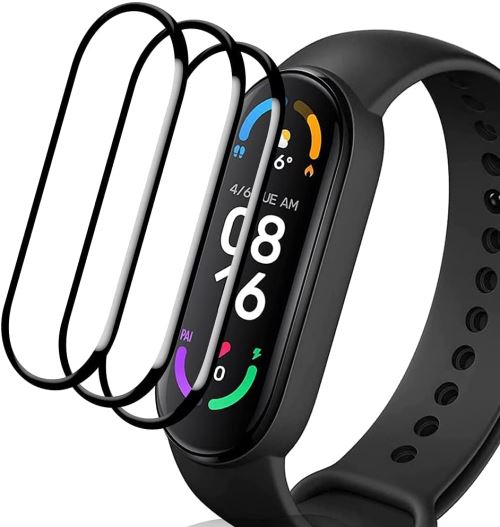 ELYBYYLE for xiaomi mi band 6 フィルム 2022 band 6通用 3D全面保護 炭素繊維フレーム一体型強化ガラスフィルム 薄型 保護フィルム 貼りやすい 3枚