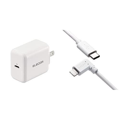 【C-L L字ケーブルセット】 エレコム USB コンセント 充電器 20W ( USB PD対応 ) Type-C×1 【 iPhone ( iPhone13シリーズ対応 ) / Android / タブレット 対応 20W - iPhone/Android/iPad 【ケーブルセット】 ライトニングケーブル