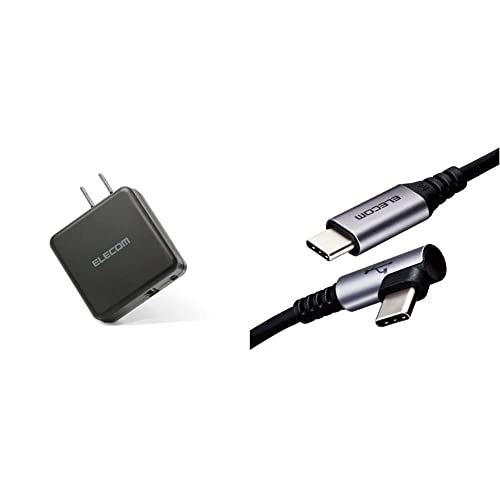 【C-C L字ケーブルセット】 エレコム USB コンセント 充電器 18W Type-C×1 / USB-A×1 【 iPhone (iPhone13シリーズ) / Android/タブレット 】 ブラック 【ケーブルセット】 Type-C