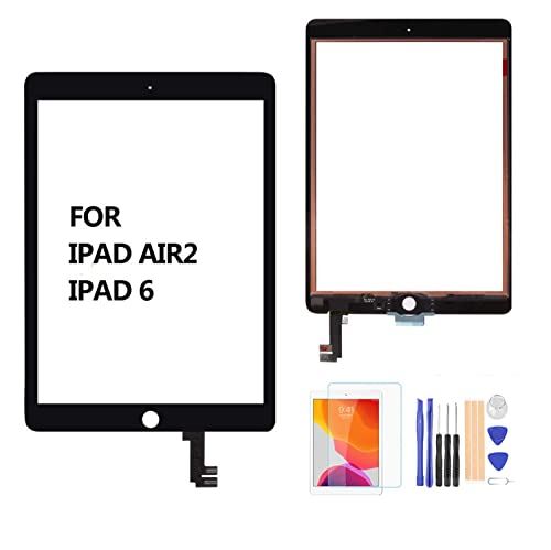 A-MIND for iPad AIR2 交換修理用タッチパネル,フロントガラスデジタイザ 取り付けテープ付属 + 画面保護フィルム +修理パーツ部品- 対応機種 A1567,A1566 (IPAD IPAD AIR2-BLACK