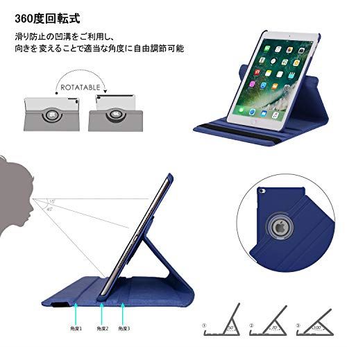 ElekFX iPad 10.2 ケース ipad 9世代/8世代 2021/2020/2019 ケース 軽量 360度回転式 手帳型タブレットケース ipad Pro 10.2インチケース 衝撃吸収 PUレザーカバー ネイビー