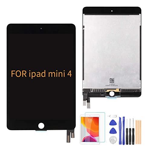 A-MIND for iPad mini 4 フロントパネル液晶パネル 修理用交換用LCD修理工具付き,画面保護フィルム付属 -対応機種 A1538,A1530-黒