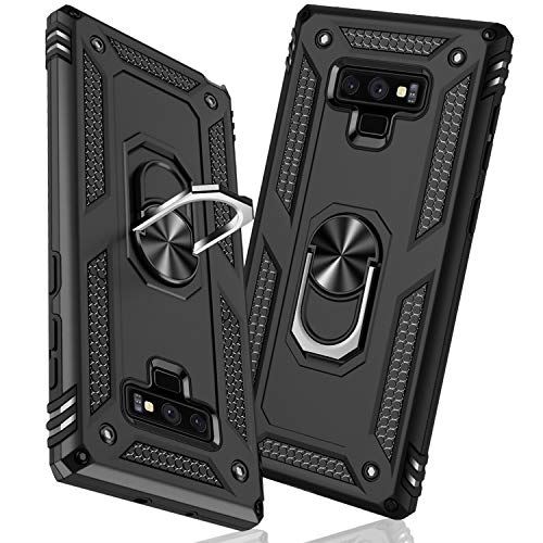 TMUJWS Samsung Note 9 ケース リング 耐衝撃 衝撃吸収 傷防止 全面保護 カメラ保護 スタンド付き TPU+PCバンパー 指紋防止対策 二重構..