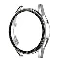 スマートウォッチ保護ケース・HUAWEI WATCH GT 3用 ケース 46mm 液晶保護強化ガラス付き 液晶保護カバー ファーウェイウォッチ メッキ ハードケース 保護ケース シルバー