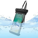 スマホ 防水ケース 完全防水 携帯ケース 防水ポーチ IPX8認定 水中 撮影 タッチ可 風呂 海 プール 釣り 雨 潜水 水泳 海水浴 お釣り 温泉適用 対応 6.5inch以下対応 (black)