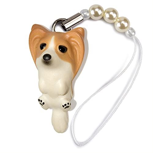 ペットラバーズ 犬種 Dog 92 Papillon パピヨン レッドホワイト ビーズ ストラップ DN-1401