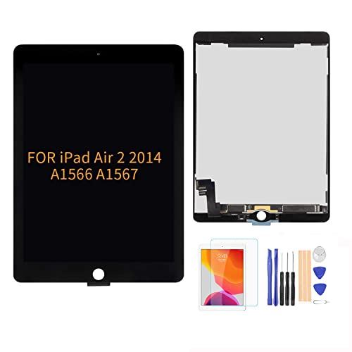 A-MIND for iPad Air 2 2014 9.7" 交換修理用lcdとタッチスクリーン アセンブリ|%%%| 修理用交換用LCD修理工具付き、画面保護フィルム付属 - 対応機種 A1566 A1567 IPAD AIR2- BLACK