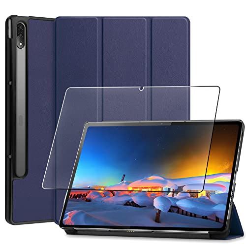 【全面保護グループ】FOR NEC LAVIE Tab T12 T1295/DAS PC-T1295DAS 用の ケース FOR Lenovo Tab P12 Pro 12.6インチ 用の保護カバー衝撃吸収 + FOR ... ダークブルー