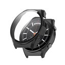 For Xiaomi Watch S1 専用ケース 【HVUYAL】 一体型 強化ガラス 保護カバー 全面保護 強化ガラス画面 9H保護フィルム+PCカバー 装着簡単 耐衝撃 高透過率 指紋防止 (ブラック)